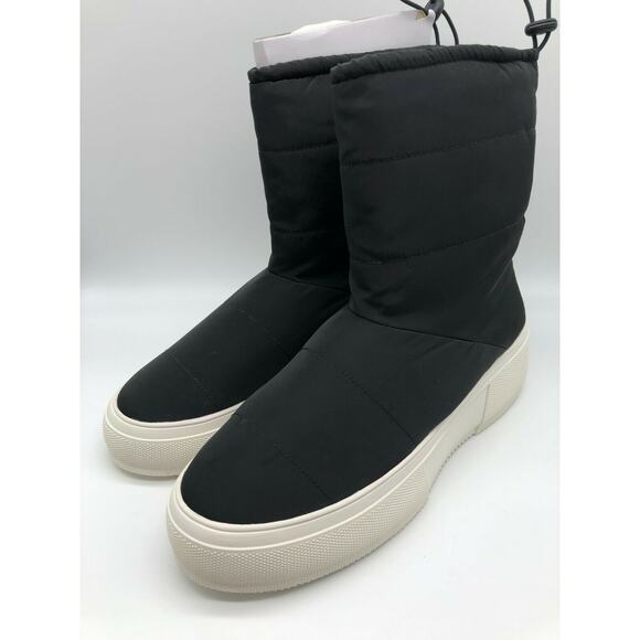 JSlides Women's Cozy Black Platform Waterproof Nylon Booties Size 10 - Picture 7 of 12